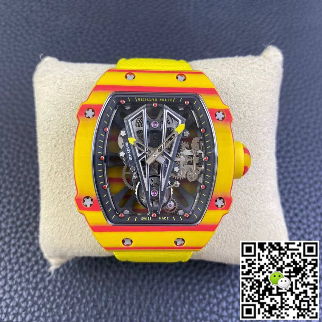 Replica Richard Mille RM27-03 Rafael Nadal Tourbillon 1:1 Best Edition RM Factory Yellow Strap