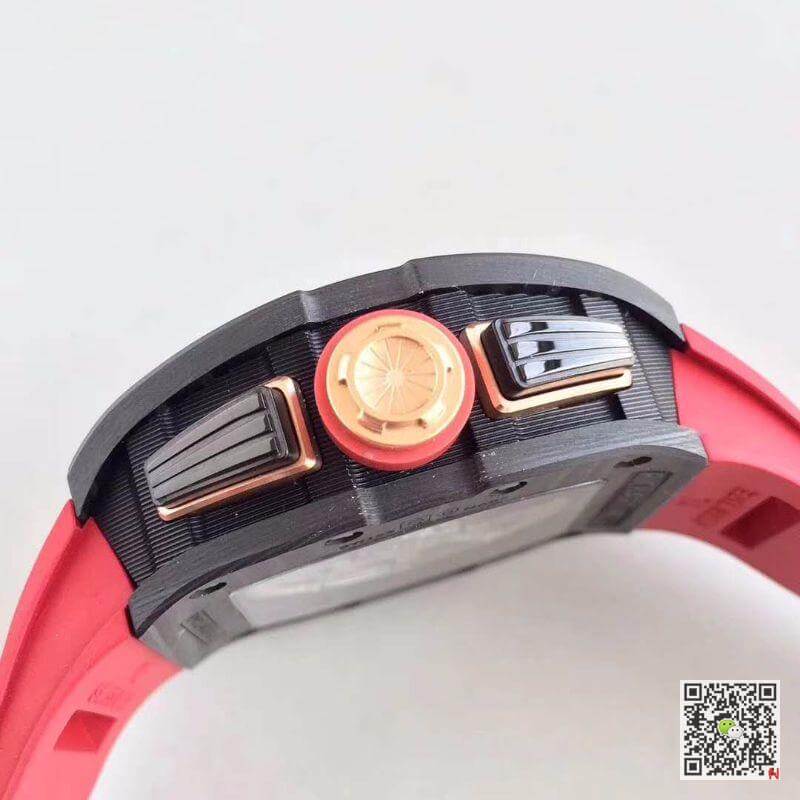 Replica Richard Mille RM011 Forged Carbon 1:1 Best Edition Swiss ETA7750 Red Rubber Strap