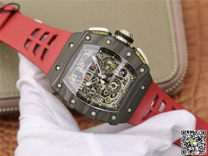 Replica Richard Mille RM11-03 1:1 Best Edition KV Factory Carbon Fiber Red Strap