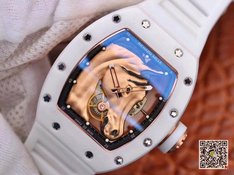 Replica Richard Mille Polo Club Saint Tropez RM52-02 KV Factory Mechanical Watches 1:1 Best Edition Swiss ETA8215 Gold Horse Dial