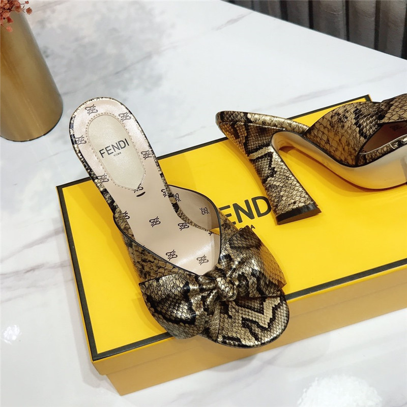 F**di block heel sandals gold