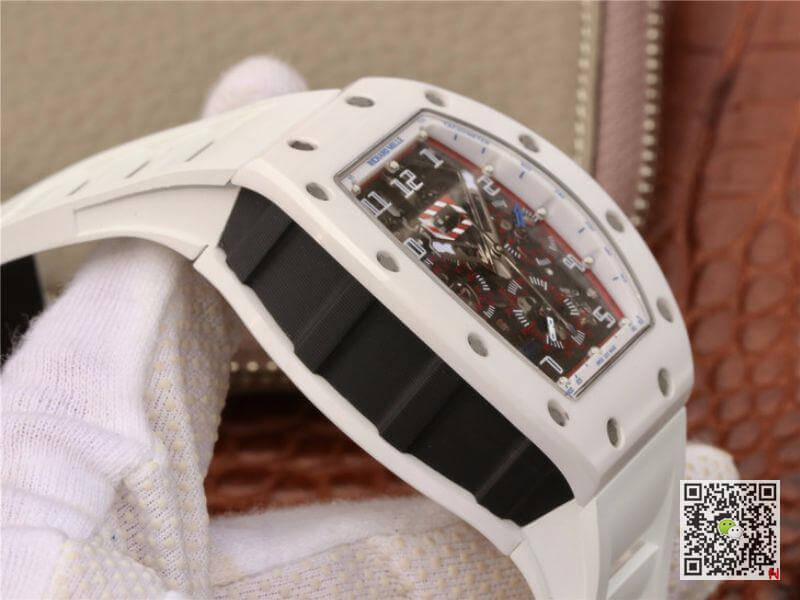 Replica Richard Mille RM011 Chronograph KV Factory 1:1 Best Edition Swiss ETA7750 White Rubber Strap