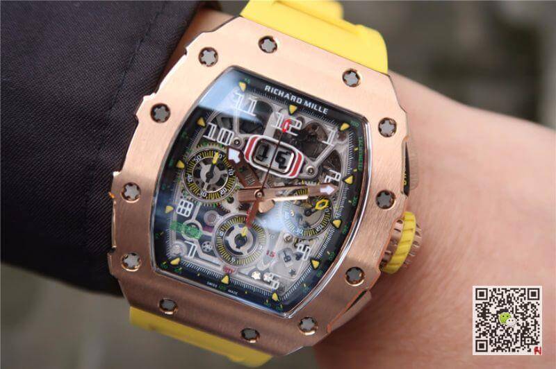 Replica Richard Mille RM11-03 KV Factory 1:1 Best Edition Swiss ETA7750 Yellow Strap