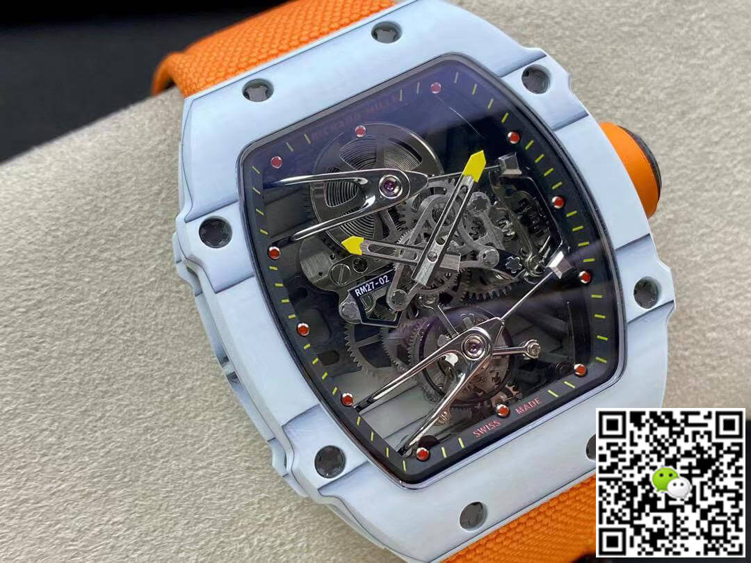Replica Richard Mille RM27-02 1:1 Best Edition RM Factory Skeleton Tourbillon Orange Strap