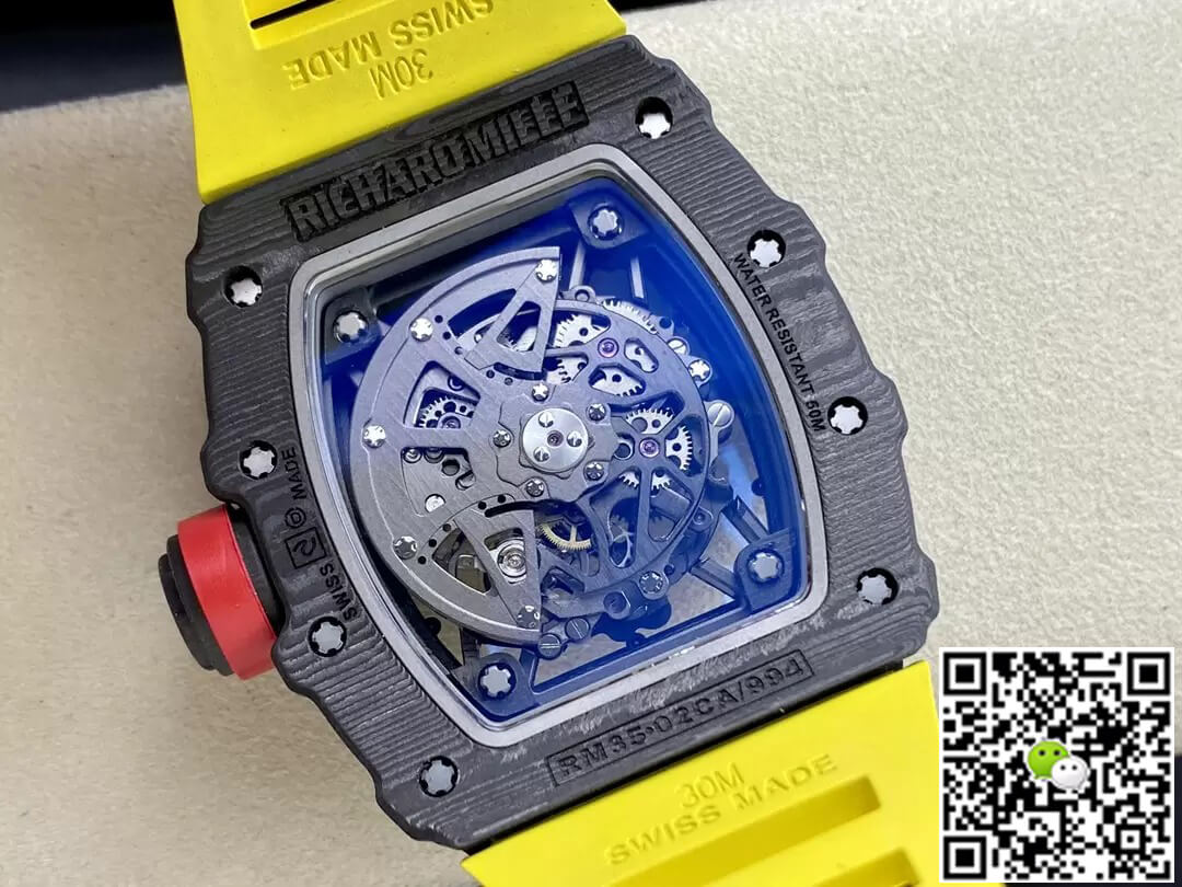 Richard Mille Replica RM35-02 1:1 Best Edition T+ Factory NTPT Carbon Fiber Yellow Strap