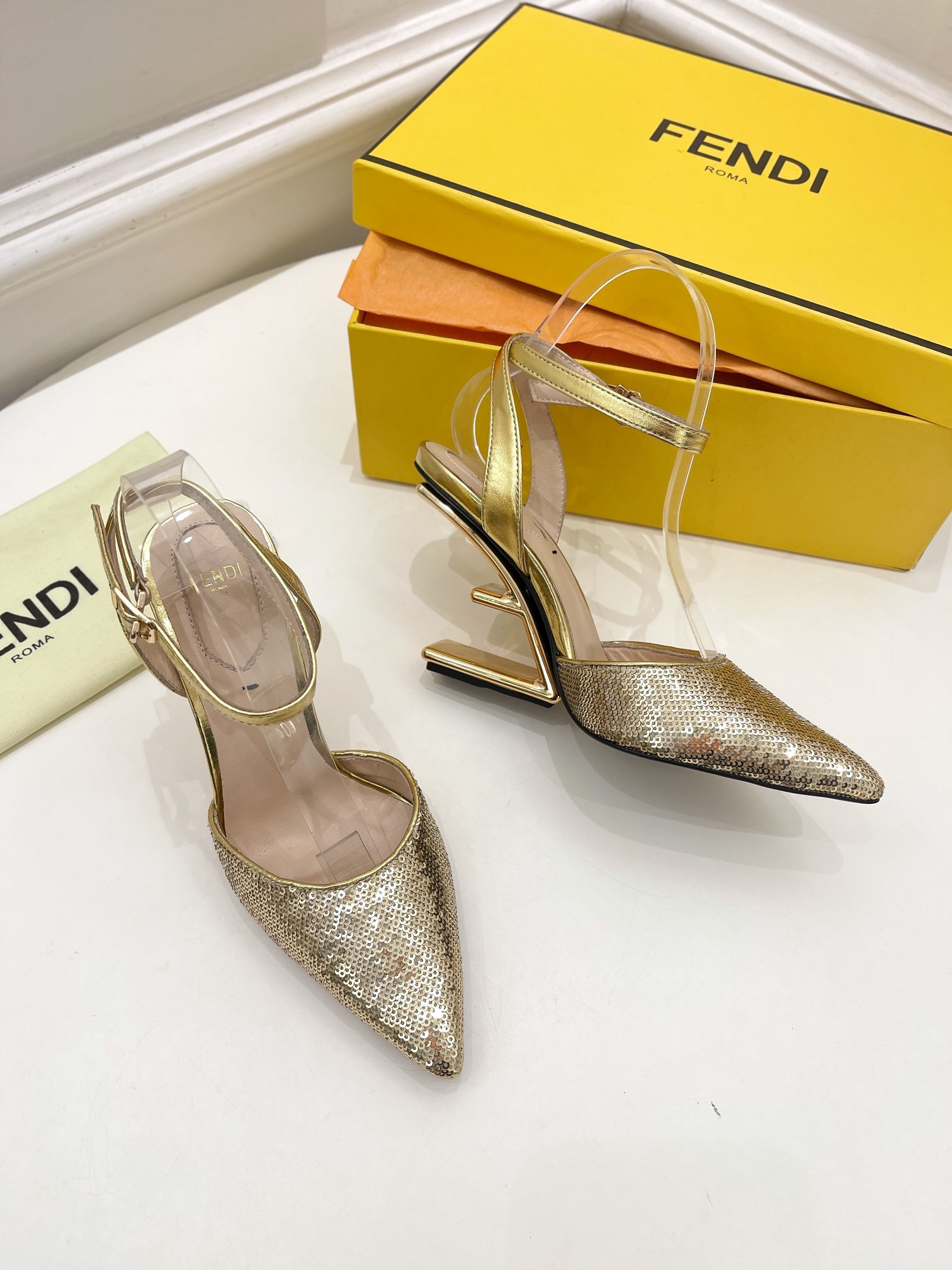 F**di first leather high-heel sandals