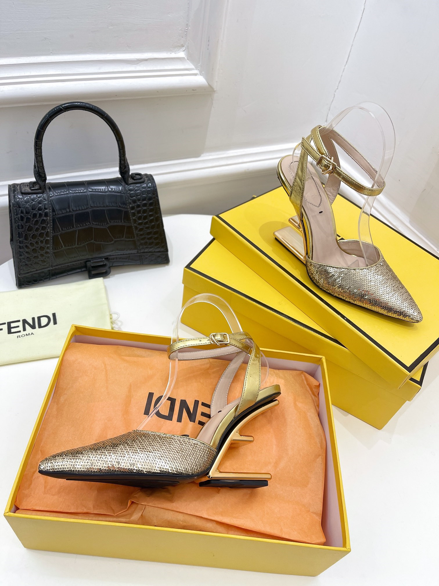 F**di first leather high-heel sandals