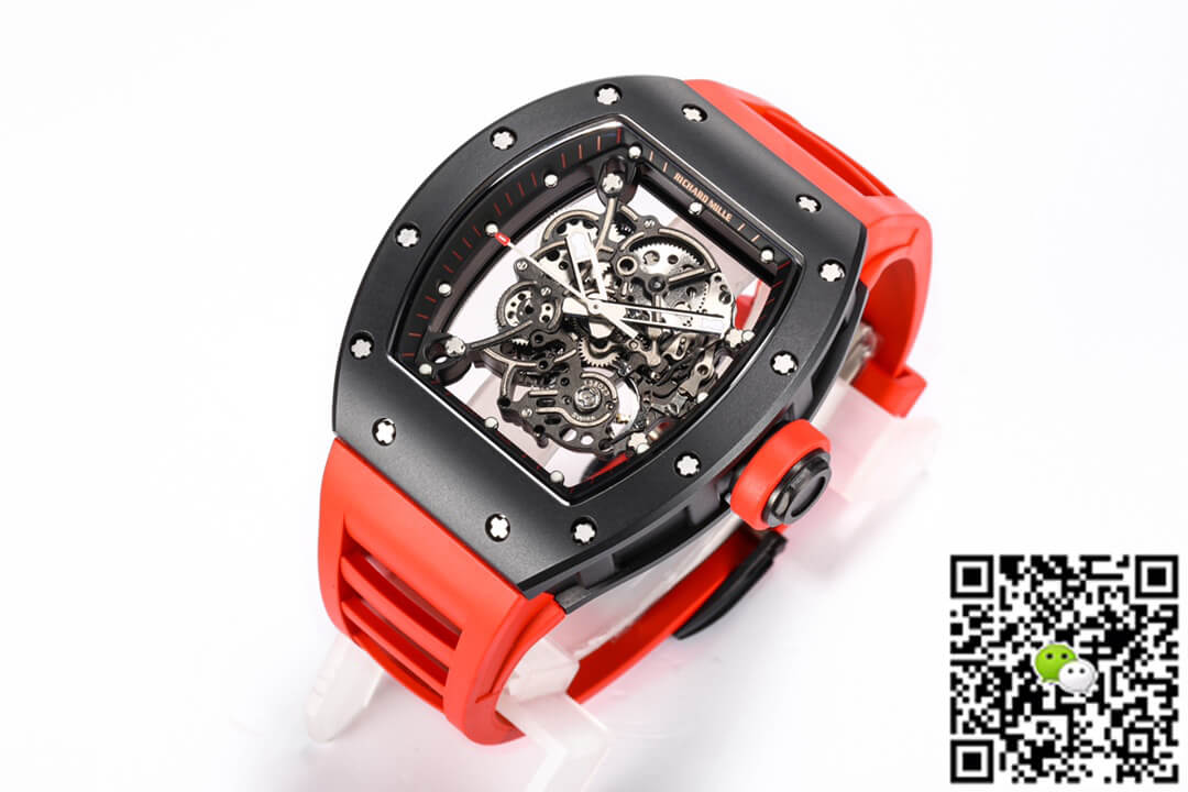 Replica Richard Mille RM-055 1:1 Best Edition BBR Factory Ceramic Case Red Strap