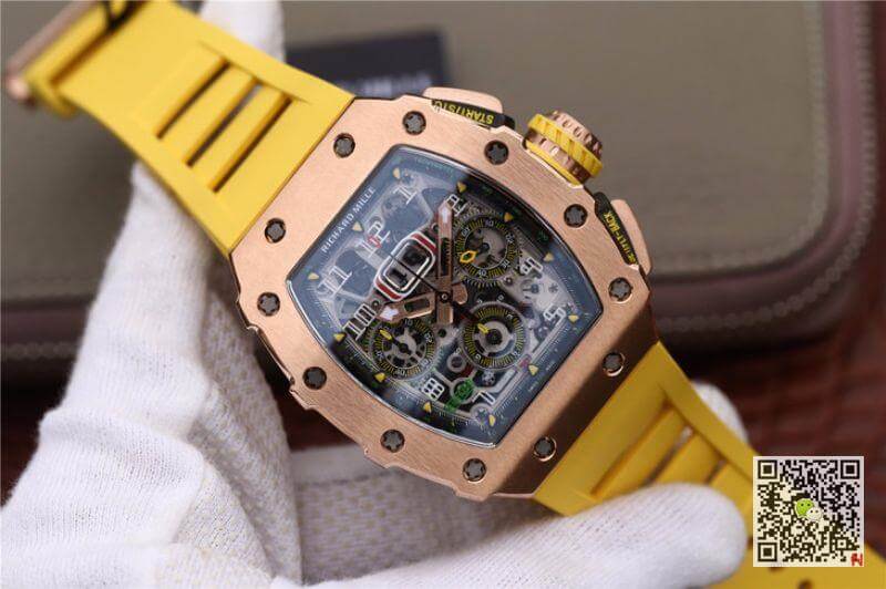 Replica Richard Mille RM11-03 KV Factory 1:1 Best Edition Swiss ETA7750 Yellow Strap