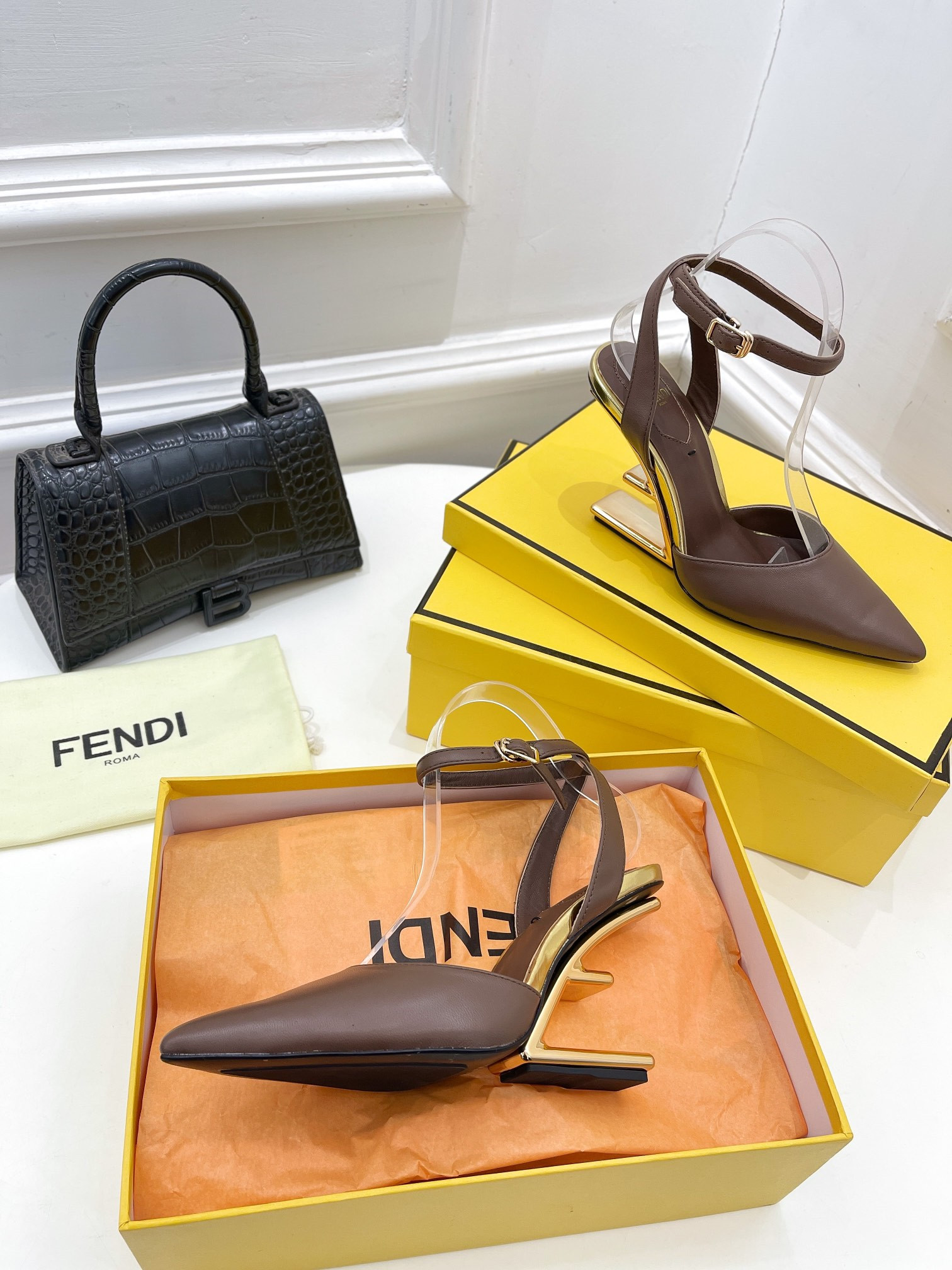 F**di first leather high-heel sandals