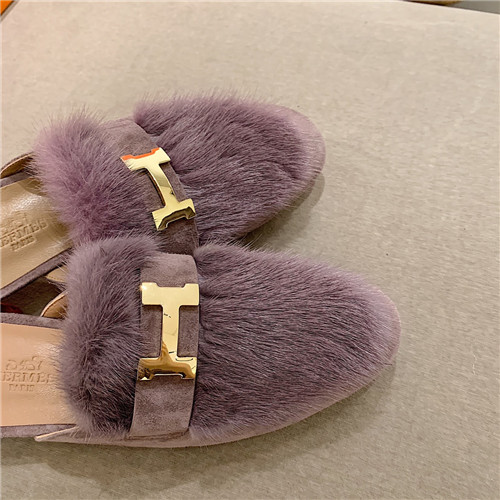 H**me5 sheepskin mink loafers