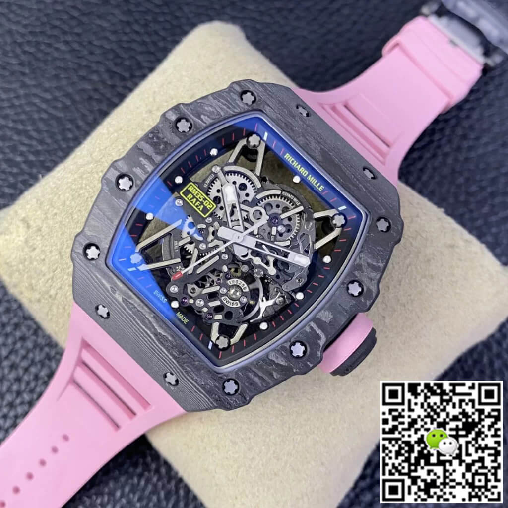 Richard Mille Replica RM35-02 1:1 Best Edition T+ Factory NTPT Carbon Fiber Pink Rubber Strap
