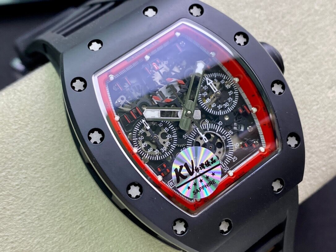 Replica Richard Mille RM011 1:1 Best Edition KV Factory Ceramic Black Strap