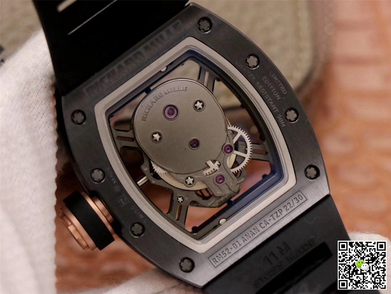 Replica Richard Mille RM052-01 1:1 Best Edition ZF Factory Black Ceramic Grey Skull Dial Swiss Movement