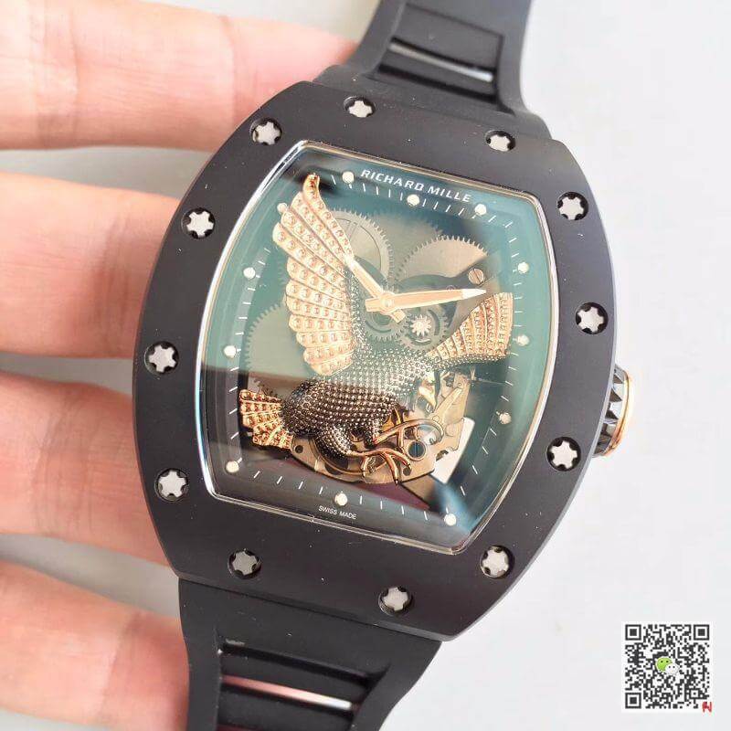 Replica Richard Mille RM023 Men Watches 1:1 Best Edition Swiss ETA8215 Rose Gold Eagle Skeleton Dial