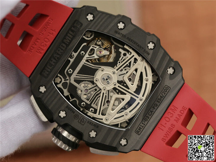 Replica Richard Mille RM11-03 1:1 Best Edition KV Factory Carbon Fiber Red Strap