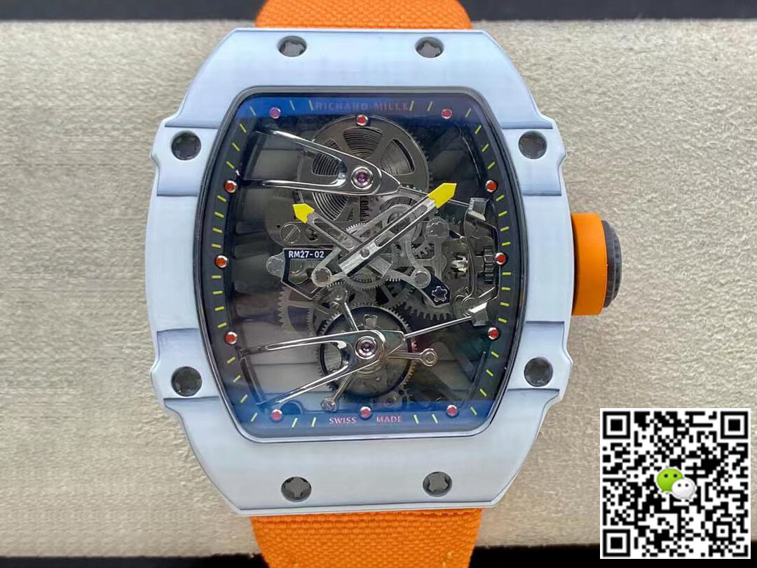 Replica Richard Mille RM27-02 1:1 Best Edition RM Factory Skeleton Tourbillon Orange Strap