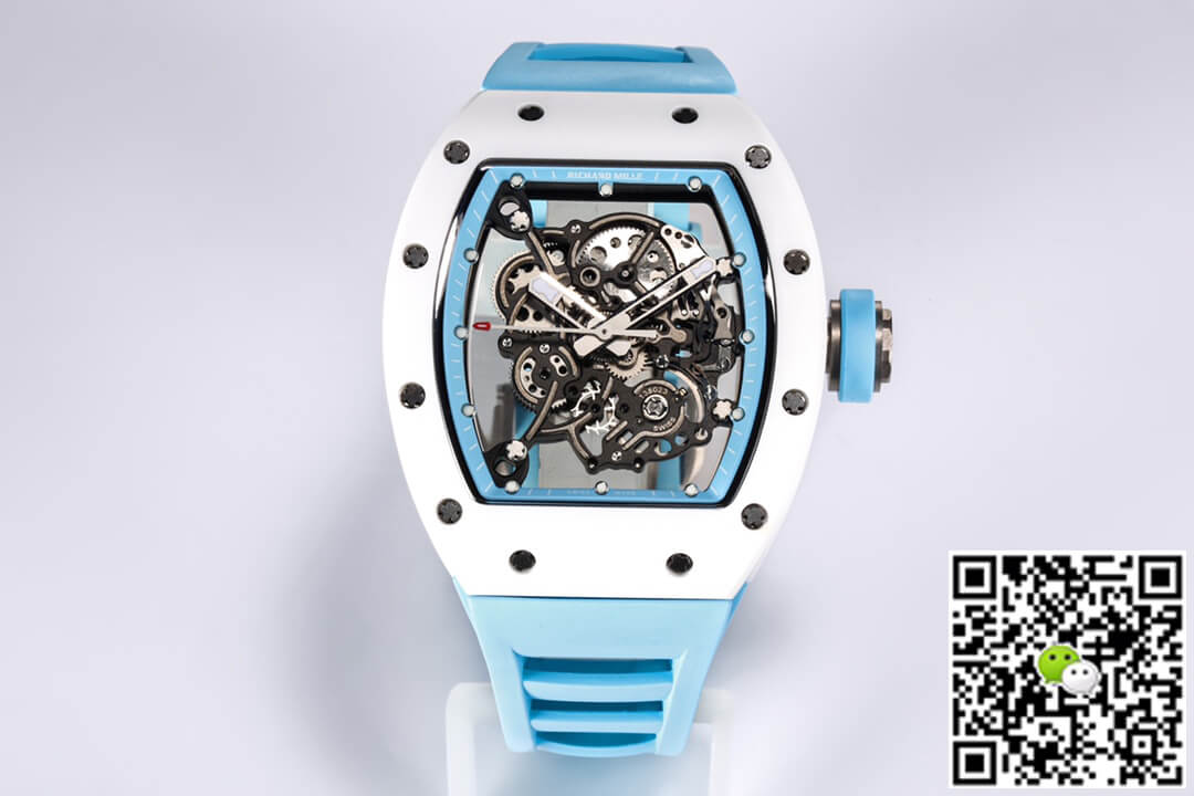 Replica Richard Mille RM-055 1:1 Best Edition BBR Factory Ceramic Case Blue Strap