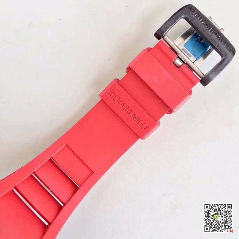 Replica Richard Mille RM011 Forged Carbon 1:1 Best Edition Swiss ETA7750 Red Rubber Strap