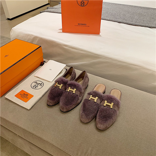 H**me5 sheepskin mink loafers
