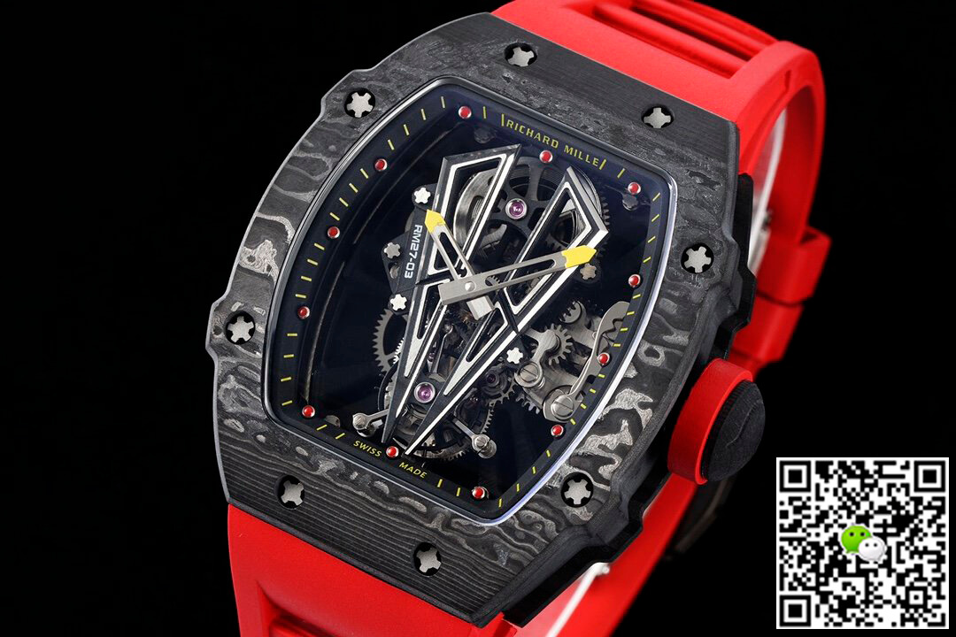 Replica Richard Mille RM27-03 Rafael Nadal Tourbillon 1:1 Best Edition RM Factory Red Rubber Strap