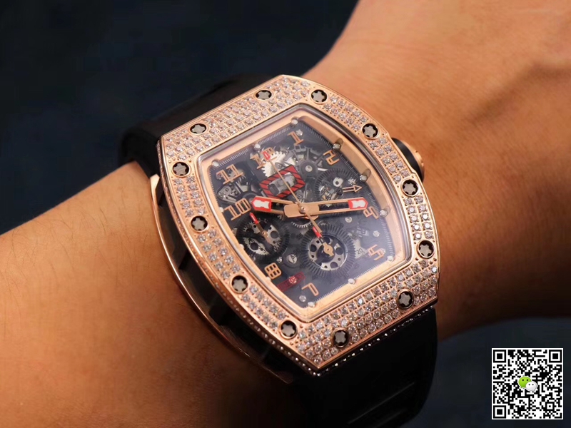 Replica Richard Mille RM011 RG/5423 1:1 Best Edition KV Factory Rose Gold D1am0nd Swiss Movement