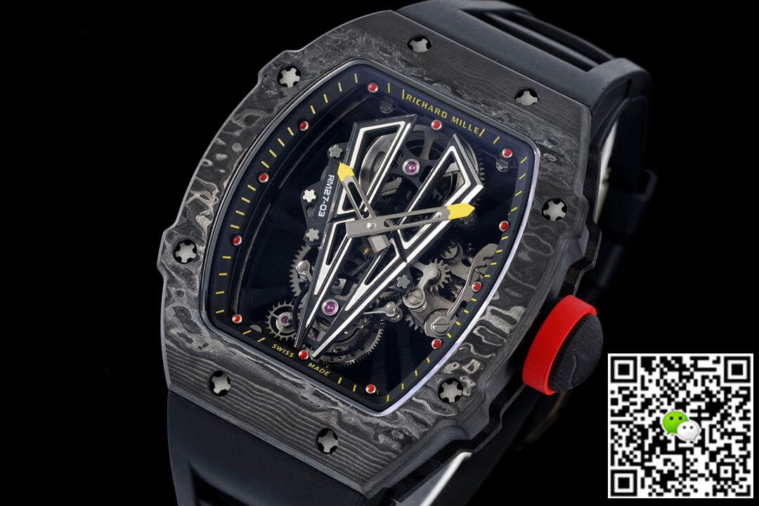 Replica Richard Mille RM27-03 Rafael Nadal Tourbillon 1:1 Best Edition RM Factory Black Rubber Strap