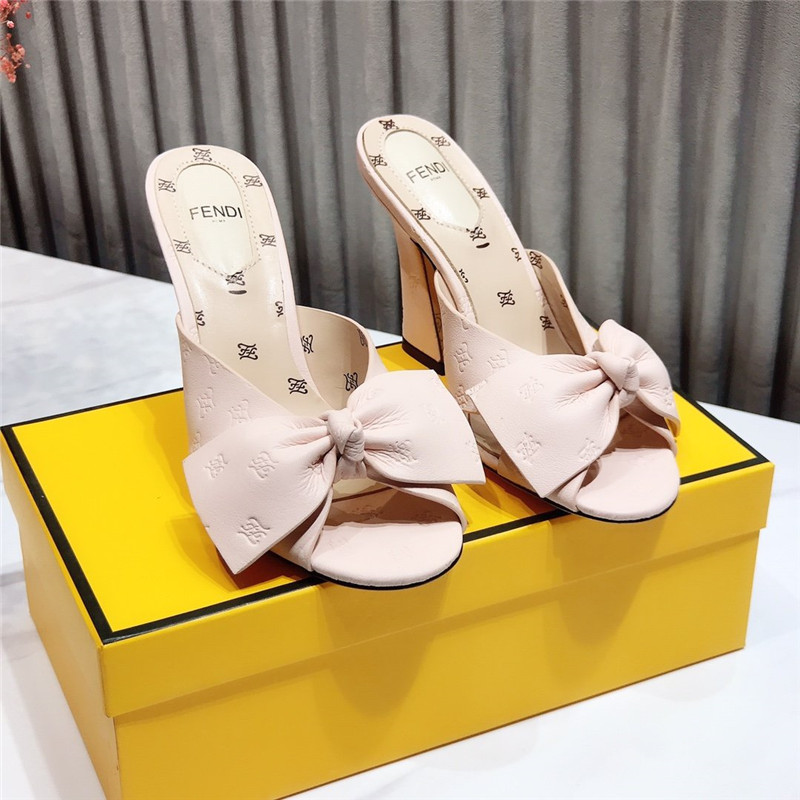 F**di block heel sandals white