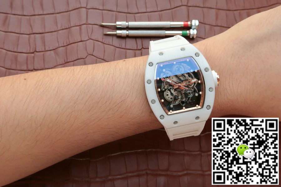 Replica Richard Mille RM055 1:1 Best Edition KV Factory White Ceramic Rubber Strap