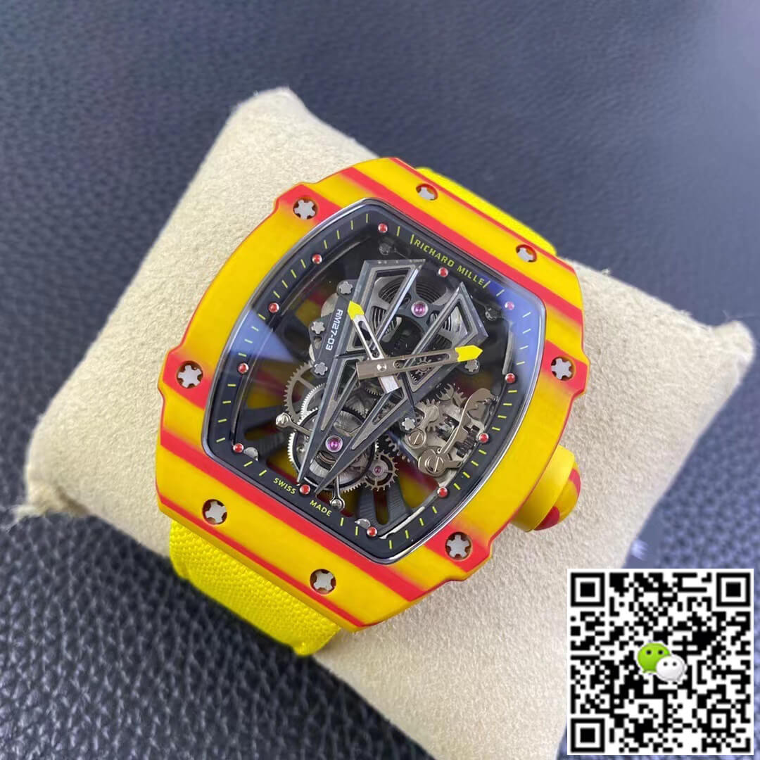 Replica Richard Mille RM27-03 Rafael Nadal Tourbillon 1:1 Best Edition RM Factory Yellow Strap