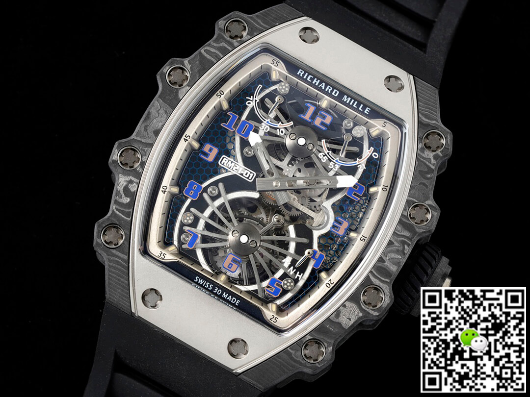 Replica Richard Mille RM21-01 1:1 Best Edition RM Factory Tourbillon Skeleton Dial Black Strap