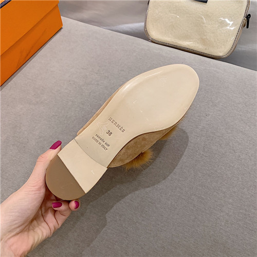 H**me5 sheepskin mink loafers
