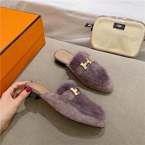 H**me5 sheepskin mink loafers