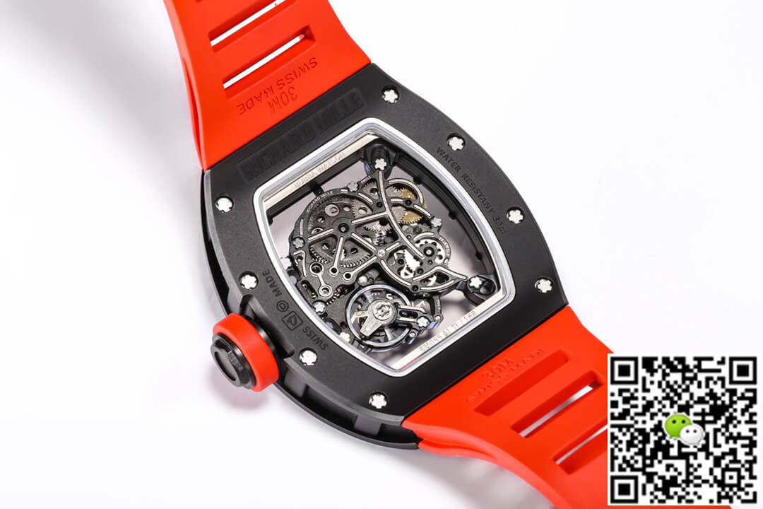 Replica Richard Mille RM-055 1:1 Best Edition BBR Factory Ceramic Case Red Strap
