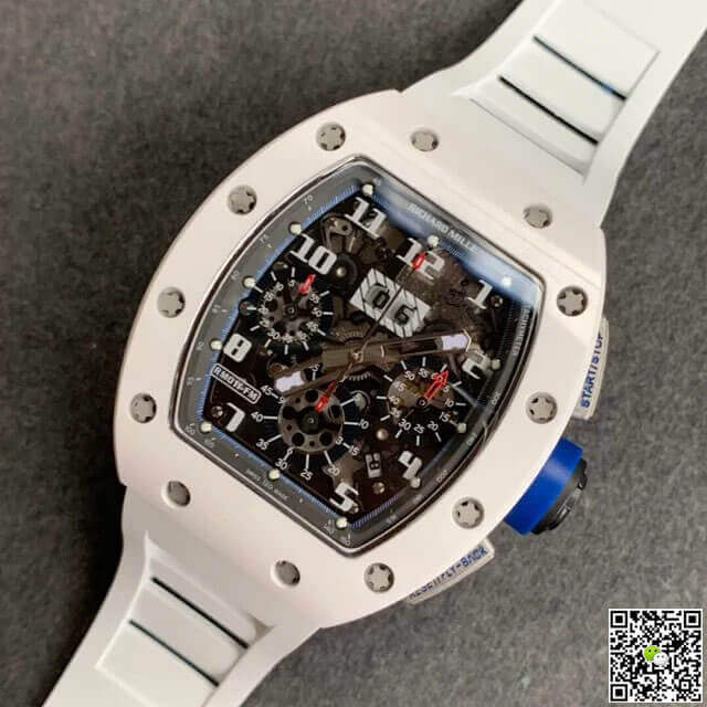 Replica Richard Mille RM-011 1:1 Best Edition KV Factory Ceramic White Rubber Strap