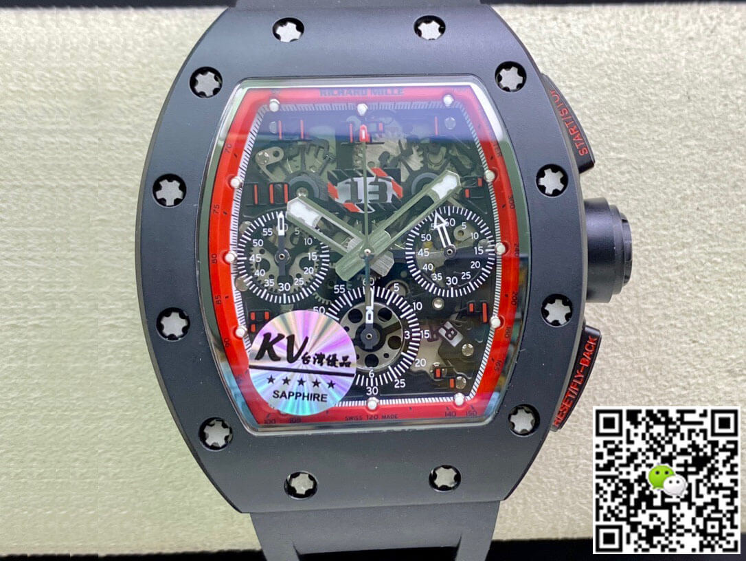 Replica Richard Mille RM011 1:1 Best Edition KV Factory Ceramic Black Strap