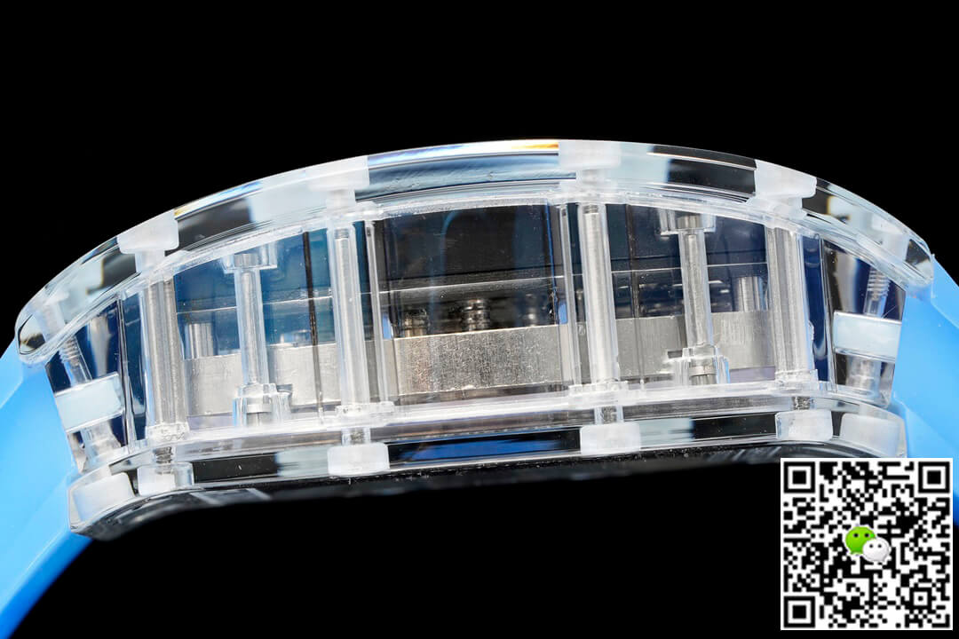 Replica Richard Mille RM12-01 1:1 Best Edition RM Factory Tourbillon Transparent Version Blue Strap