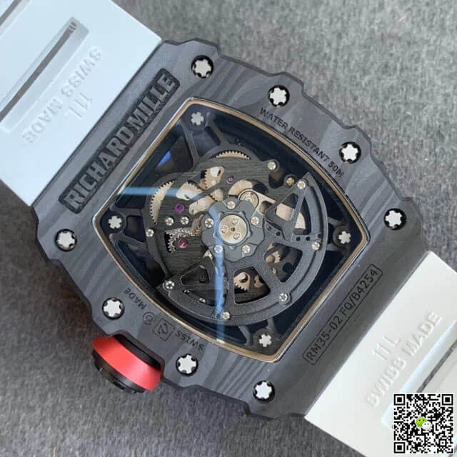 Replica Richard Mille RM35-02 1:1 Best Edition KV Factory V3 Carbon Fiber White Strap