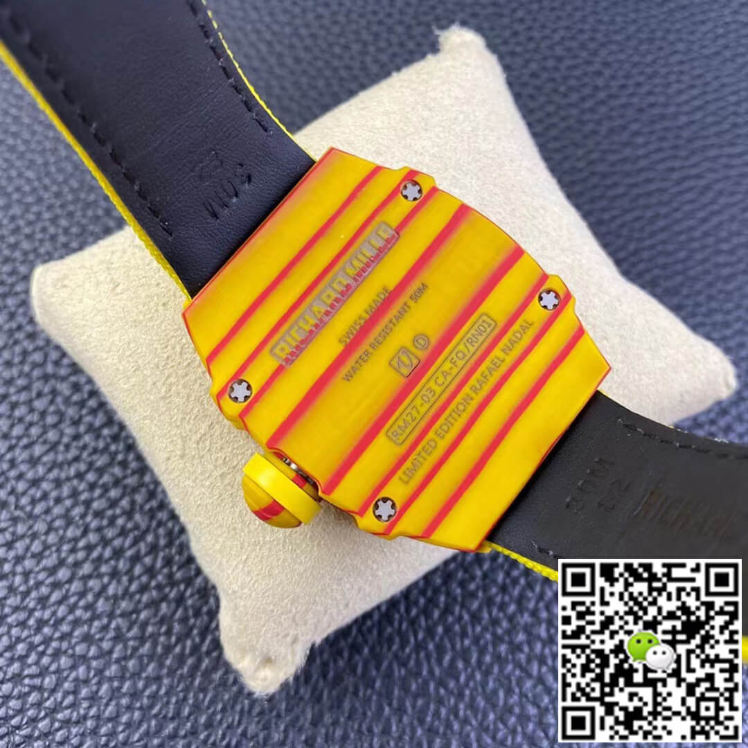 Replica Richard Mille RM27-03 Rafael Nadal Tourbillon 1:1 Best Edition RM Factory Yellow Strap
