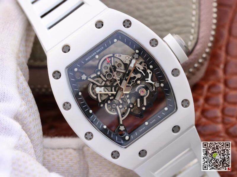 Replica Richard Mille RM055 KV Factory 1:1 Best Edition Swiss ETA8215 White Strap