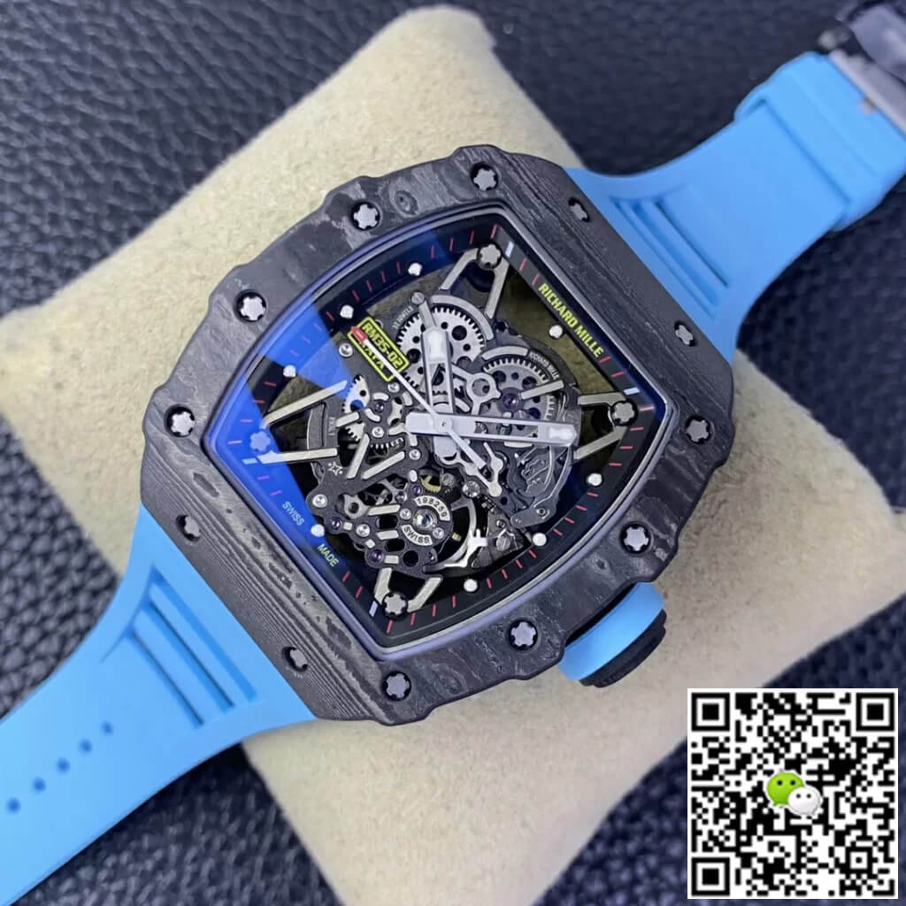 Richard Mille Replica RM35-02 1:1 Best Edition T+ Factory NTPT Carbon Fiber Blue Rubber Strap