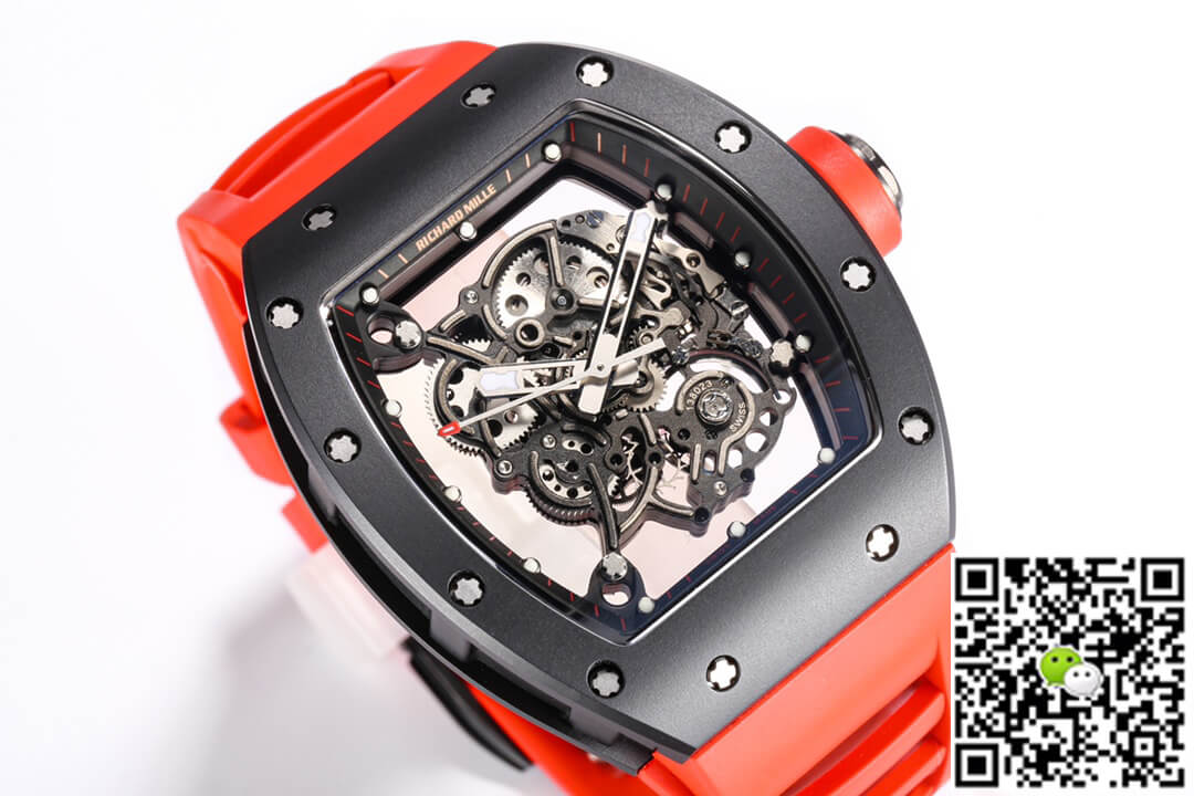 Replica Richard Mille RM-055 1:1 Best Edition BBR Factory Ceramic Case Red Strap