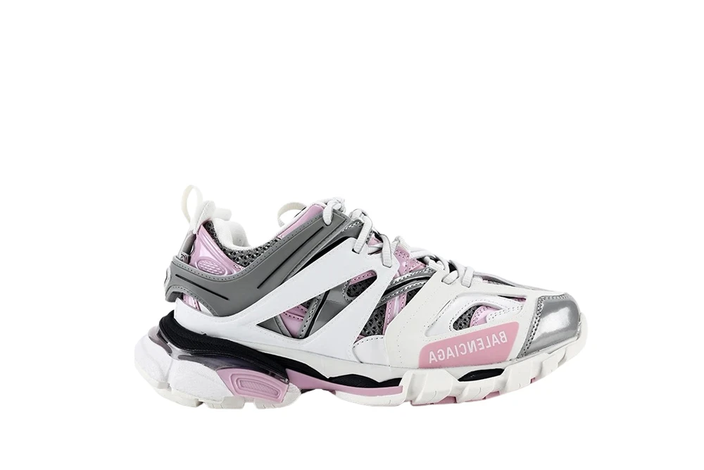 Ba1en*iaga WHITE GRAY PINK TRACK SNEAKER