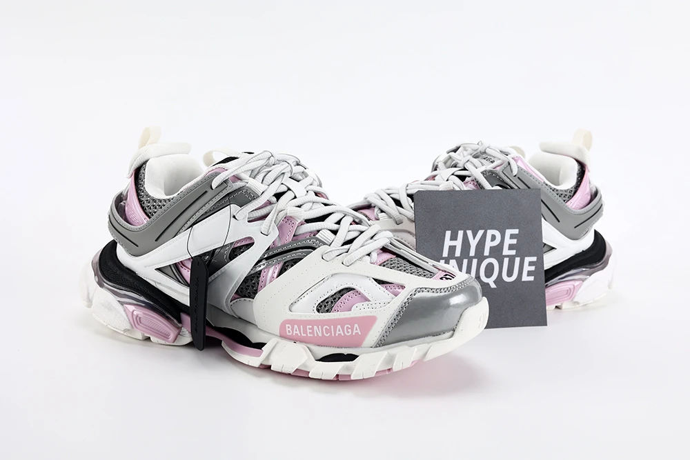 Ba1en*iaga WHITE GRAY PINK TRACK SNEAKER