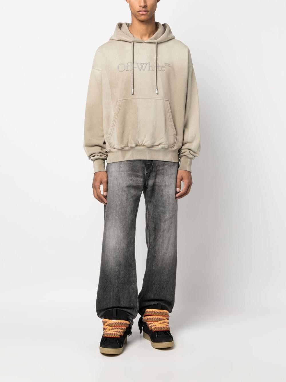 Off White Replica logo-embossed cotton hoodie - Cola