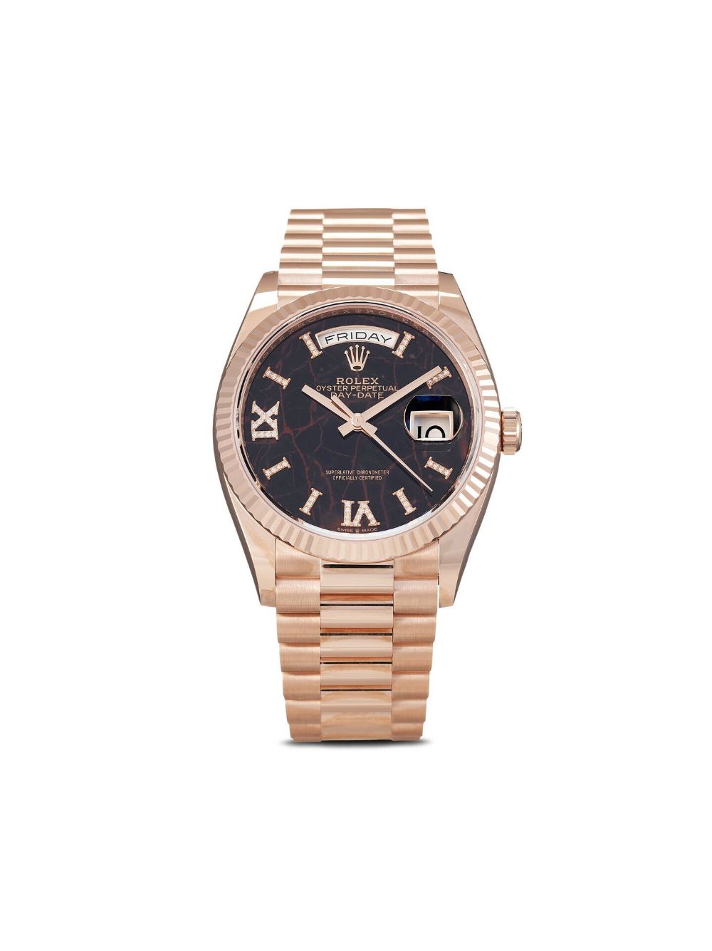 Replica R01ex Day-Date 36 Automatic 18kt Everose Gold D1am0nd Eisenkiesel Dial Ladies Watch M128235-0041