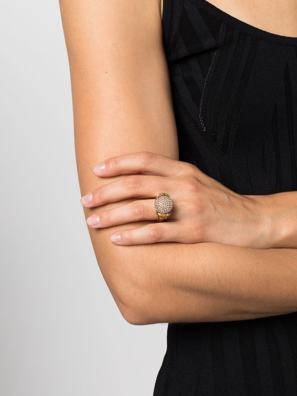Versace crystal-embellished ring