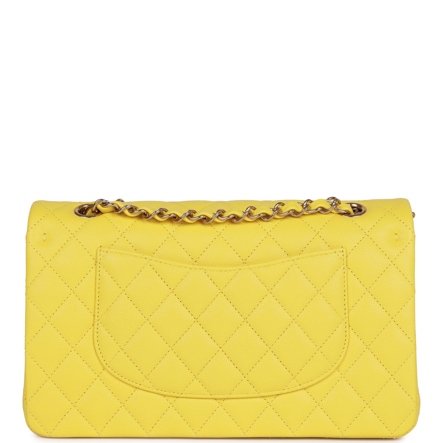 Medium Classic Double Flap Bag Yellow Caviar Light Gold Hardware