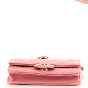 Classic Flap Card Holder on Chain Quilted Caviar Mini