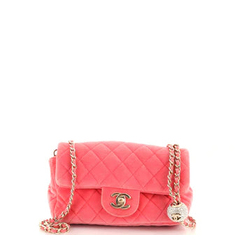 Ch**el Pearl Crush Flap Bag Quilted Velvet with Crystal Detail Mini